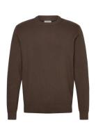 Rib Knitted O-Neck Knit Tops Knitwear Round Necks Brown Lindbergh