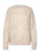 Over D Knitted Mohair Blend Sweater Tops Knitwear Jumpers Beige Weekda...