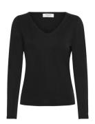 Rwelma Modal V-Neck T-Shirt Toppi Black Rosemunde