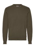 Rib Knitted O-Neck Knit Tops Knitwear Round Necks Khaki Green Lindberg...