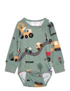 Bamboo Body L.s Beige Panda Pitkähihainen Body Green Geggamoja