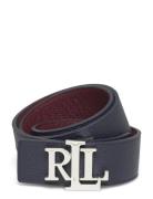 Reversible Pebbled Leather Wide Belt Vyö Navy Lauren Ralph Lauren