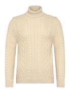 Jacob Cable Roll Neck Jumper Tops Knitwear Round Necks Cream Superdry
