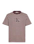 Ss 20S Stripe Jersey Monologo Cn Tops T-shirts Short-sleeved Burgundy ...