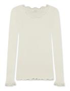Rwbabette Silk Ls Lace T-Shirt Tops T-shirts & Tops Long-sleeved White...