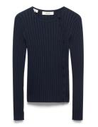 Slfhelen Ls Knit Button O-Neck Top Tops Knitwear Jumpers Navy Selected