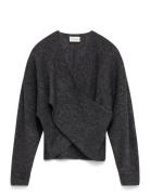 Mschzinelle Hope Wrap Pullover Tops Knitwear Jumpers Grey MSCH Copenha...