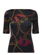 Rfnd Strtch 1X1 Rib-Knit Top Tops T-shirts & Tops Short-sleeved Black ...