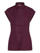Slfdelia-Fina Slim Ss Shirt Ex Tops Shirts Short-sleeved Burgundy Sele...