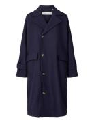 Johanne Coat - Wool Villakangastakki Pitkä Takki Navy STUDIO FEDER