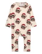 Tnsbholiday L_S Rib Jumpsuit Pitkähihainen Body Cream The New