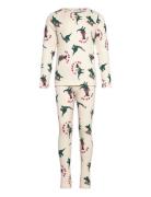 Tnholiday Rib Night Set Pyjamasetti Pyjama Cream The New