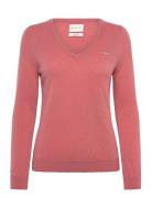 Extrafine Lambswool Blend V-Neck Tops Knitwear Jumpers Pink GANT