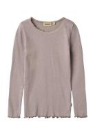 Rib T-Shirt L/S Reese Tops T-shirts Long-sleeved T-shirts Purple Wheat