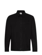 Ls Solid Silk Wool Easy Shirt Tops Overshirts Black Calvin Klein