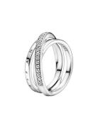 Pandora Logo Sterling Silver Ring With Clear Cubic Zirconia Sormus Kor...