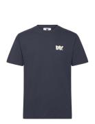 Ace Letter T-Shirt Gots Tops T-shirts Short-sleeved Navy WOOD WOOD