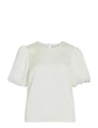 Viellette 2/4 Satin Puff Top - Noos Tops Shirts Short-sleeved White Vi...