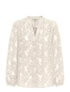 Onlkorsa Ls Jaquard Shirt Wvn Tops Blouses Long-sleeved Cream ONLY