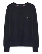 Essential Structure Crew Neck Tops Knitwear Round Necks Navy Tommy Hil...