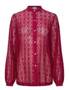 Texas Lace Shirt Tops Shirts Long-sleeved Burgundy Noella