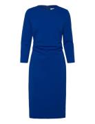Stretch Crepe Ls Gathered Dress Polvipituinen Mekko Blue Calvin Klein