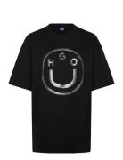 Over D_Tee_B_6 Tops T-shirts & Tops Short-sleeved Black HUGO BLUE