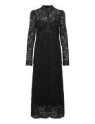 High Neck Cotton Lace Dress Maksimekko Juhlamekko Black Bubbleroom