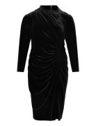 Luxe Velvet-Knit Dress Designers Knee-length & Midi Black Lauren Women