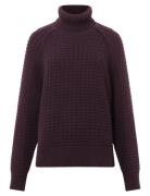 Keya Popcorn Ls High Nk Jumper Tops Knitwear Turtleneck Burgundy Frenc...