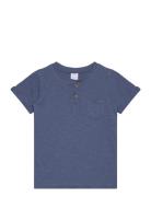 Top Ss Essentials W Placket Tops T-shirts Short-sleeved Blue Lindex