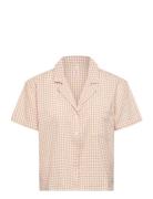 Jacket Linen Check Toppi Beige Hunkemöller