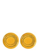 Plate L Yellow-Dots Black Feast By Ottolenghi Set/2 Home Tableware Pla...