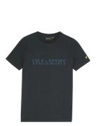 Lyle & Scott Print T-Shirt Tops T-shirts Short-sleeved Navy Lyle & Sco...
