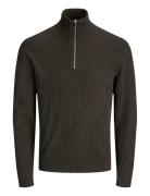 Jprblubarkley Knit Half Zip Jnr Tops Knitwear Pullovers Brown Jack & J...