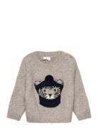 Knitted Sweater With Bear Detail Tops Knitwear Pullovers Grey Mango