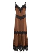 Dress With Lace Detail Maksimekko Juhlamekko Brown Coster Copenhagen