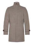 Recycled Wool Funnel Neck Coat Villakangastakki Pitkä Takki Beige Lind...