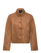 Vmhazelfelia Ls Faux Suede Jacket Nahkatakki Brown Vero Moda