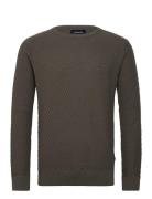 Cable Knit Jumper Tops Knitwear Round Necks Khaki Green Lindbergh
