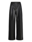 Wide-Leg Faux-Leather Trousers Bottoms Trousers Wide Leg Black Mango