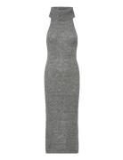 Sleeveless Polo Knitted Dress Maksimekko Juhlamekko Grey Gina Tricot
