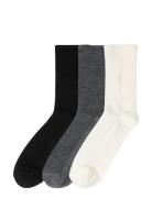 Sock 3 P Wool Rib Lingerie Socks Regular Socks Multi/patterned Lindex