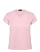 Cotton Jersey V-Neck Tee Tops T-shirts Short-sleeved Pink Ralph Lauren...