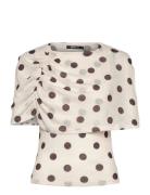 Cape Ruched Top Tops Blouses Sleeveless Cream Gina Tricot