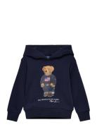 Graphic Fleece-Knt-Sweatshirt Tops Sweat-shirts & Hoodies Hoodies Navy...