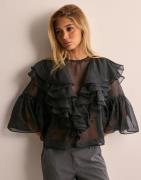 Malina - Musta - Alexia organza frill blouse