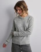 Selected Femme - Harmaa - Slflulu Ls Knit O-Neck B Noos