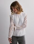 Pieces - Valkoinen - Pcolline Ls Lace Top Noos