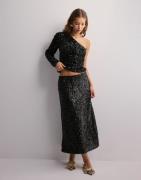 Pieces - Musta - Pcserena Sequin Hw Midi Skirt Mm